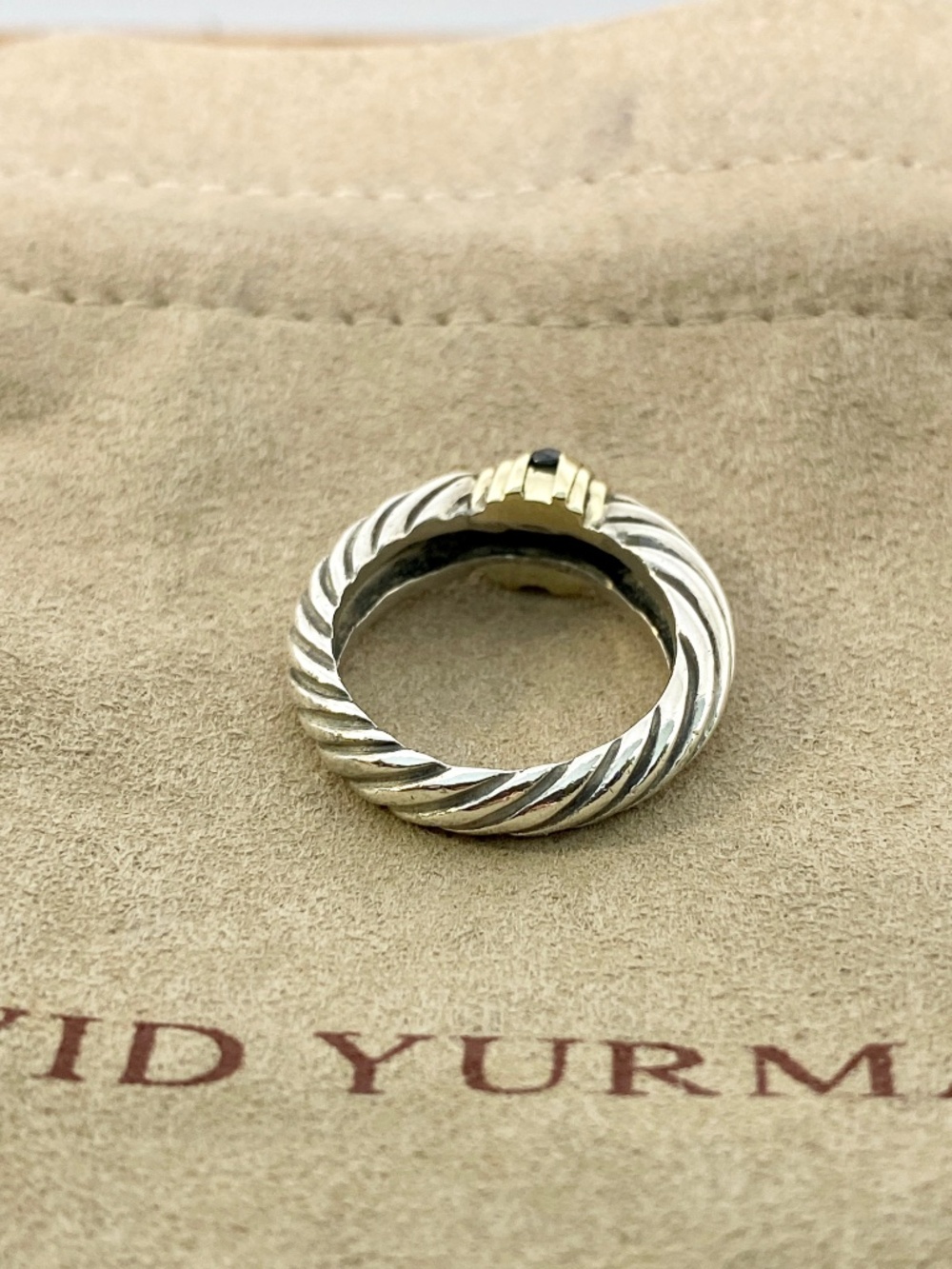 David Yurman Sterling Silver 14K Gold Sapphire Ring size 5.34 w/pouch - Picture 4 of 7